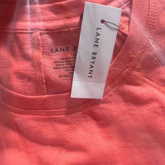 Lane Bryant French Terry Crewneck Sweatshirt Tee Coral Pink  Size 14/16 NWT - Picture 7 of 7